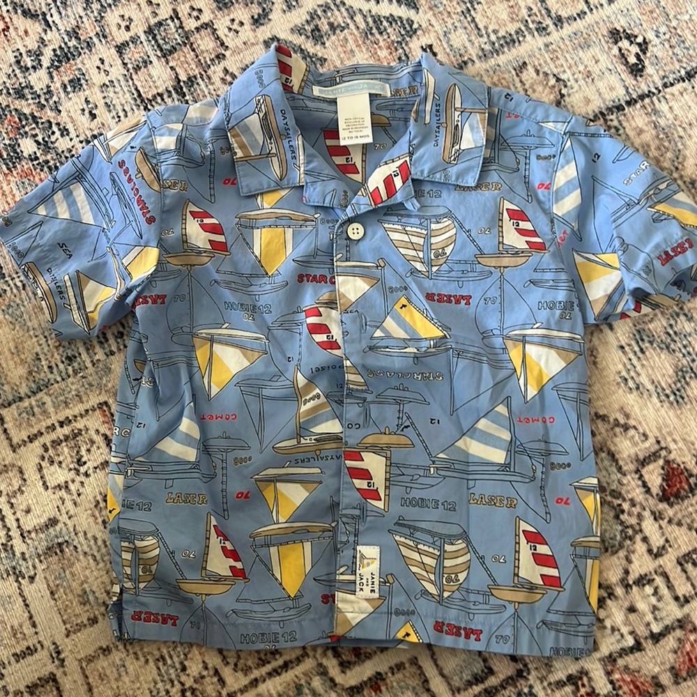 Janie and jack short sleeve sailboat button down